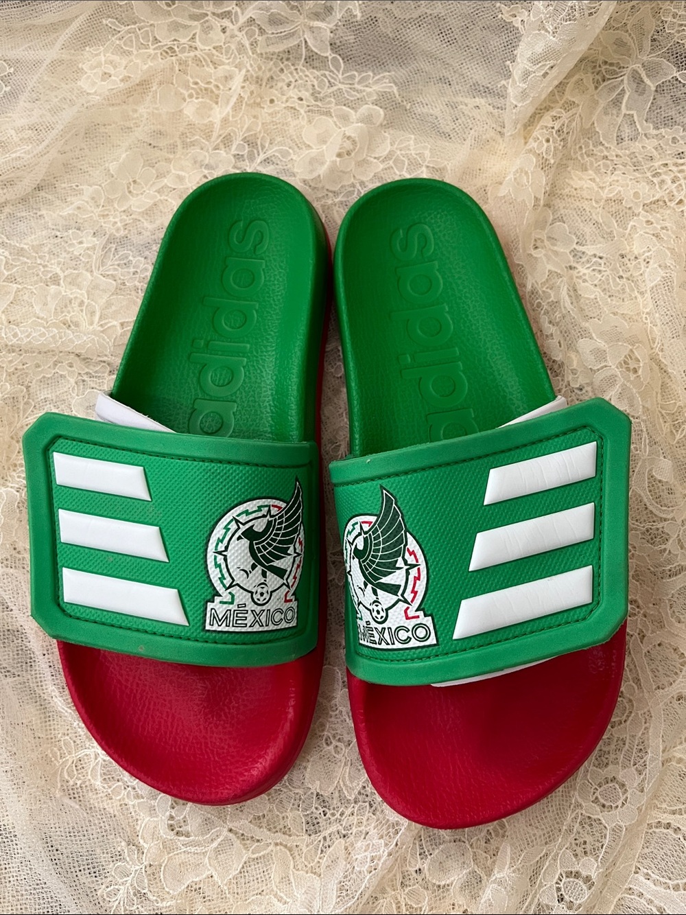 Adidas slides Mexico 🇲🇽. Size 5, fits like a 6.
